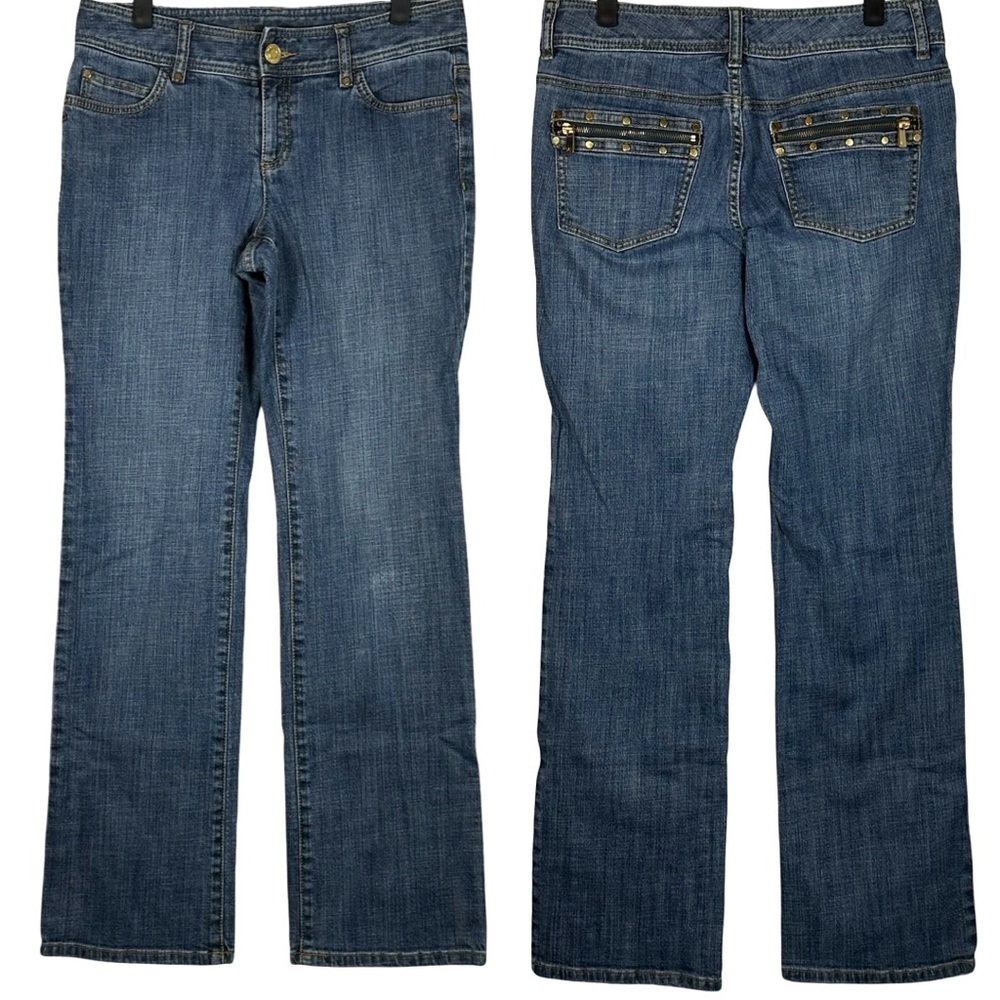 Michael Kors Women’s Medium Wash Straight Leg Zipper Pocket Blue Jeans Size 8
